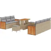 vidaXL Gartensofa-set 10 stk. 9-Sitzanzahl Beige und Hellgrau