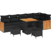 vidaXL Gartensofa-set 9 stk. 9-Sitzanzahl Schwarz