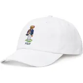 Ralph Lauren für Herren. 710B16084001 Weiße Wimbledon Polo Bear Twill-Kappe (OSFA), Lässig, Baumwolle