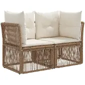 vidaXL Gartensofa-set 10 pcs Beige Poly-Rattan
