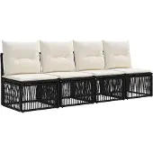 vidaXL Gartensofa-set 6 pcs Schwarz Poly-Rattan