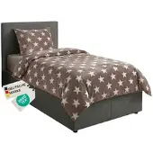 NYVI Winter Bettwäsche CozyStar Soft 2-teilig 1x Bettbezug 135x200 + 1x Kissenbezug 80x80 Sterne Farbe:Aubergine