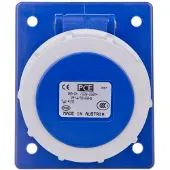 Pce Winkel-Einbausteckdose 16A 3P 230V /80x97/ blau IP67 4132-6F8