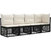 vidaXL Gartensofa-set 11 pcs Schwarz Poly-Rattan