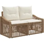 vidaXL Gartensofa-set 3 pcs Beige Poly-Rattan