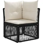 vidaXL Gartensofa-set 13 stk. Schwarz und Cremeweiß Poly-Rattan