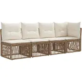 vidaXL Gartensofa-set 10 pcs Beige Poly-Rattan