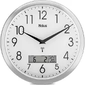 Mebus Analoge Funk-Wanduhr 29cm groß | Leicht lesbar & lautlos | Runde Funkuhr ohne Tickgeräusche & großem Ziffernblatt | Uhr geräuschlos in Silber