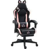 HOMCOM Gaming Stuhl Ergonomischer Gamer Stuhl mit Lendenwirbelstütze, Fußstütze