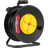 Rebel Trommelverlängerungskabel 4 Steckdosen 25m IP44 3x1.5mm2 Konstruktion auf Trommel