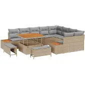 vidaXL Gartensofa-set mit Kissen 12 pcs Beige und Hellgrau