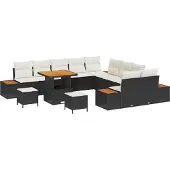 vidaXL Gartensofa-set 13 stk. 12-Sitzanzahl Schwarz und Creme