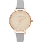 Olivia Burton OB16GD45 Damen-Armbanduhr, Roségold-Gehäuse, Leder-Armband