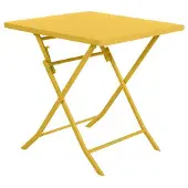 Hespéride Quadratischer klappbarer gartentisch "greensboro" senfgelb 2-sitzer aus epoxybehandeltem stahl -