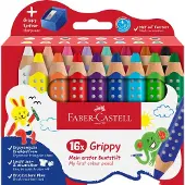 Faber-Castell – Colour Pencil Grippy – Set mit 16 Stück und Spitzer
