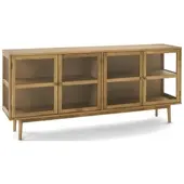 Feeling4Home Sideboard Gobens Eiche Natur 180 cm - 4-türiges Glas-Sideboard, FSC-zertifiziert