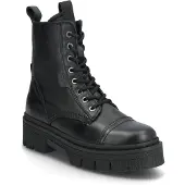 Tamaris Damen Schnürboots Schwarz Glattleder Größe: 39