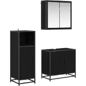 vidaXL Badezimmermöbel-Set 3 pcs Schwarz Eichen-Optik Holzwerkstoff