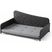 Relaxdays Hundebett Rattan, XL, HBT: 38x87x49 cm, erhöhtes Hundeliege mit Kissen, Hundesofa, outdoor & indoor, grau