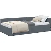 vidaXL Eckbettgestell mit Kopfteil Dunkelgrau 90 cm x 200 cm Samt