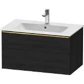 Duravit D-Neo Waschtischunterbau wandhängend, 810x440x462mm, 1 Auszug, mit Griff Gold poliert, DE4262034160000, Farbe: Eiche Schwarz Matt Dekor