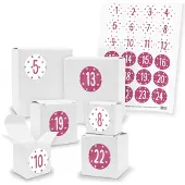 Itenga Adventskalender zum Füllen 24x Quader Würfel gemischt WEISS + Sticker (V01 Z41)
