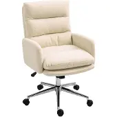 HOMCOM Bürostuhl Ergonomischer Schreibtischstuhl mit Armlehne Wolle Creme
