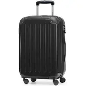 Hauptstadtkoffer Alex - Handgepäck Hartschalen-Koffer Flugzeug erweiterbar Kabinen-Trolley Carry-On Hand Luggage Hardcase, 4 Rollen, 55 cm, 42 L,Schwarz
