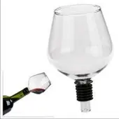 Sonstige Verlage Flaschenaufsatz aus Glas mit Silikondichtung, Weinglas, ca. 16 cm