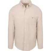 Gant Langarmhemd "Hemd REGULAR COTTON LINEN SHIRT 1er Pack", Herren, Gr. L, N-Gr, beige, Obermaterial: 55% Leinen LI. 45% Baumwolle CO., Hemden Langarmhemd