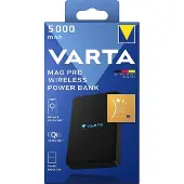 Varta 57903 Powerbank 5000 mAh Magsafe, Qi Wireless Charging LiPo Schwarz Statu