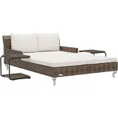 vidaXL 2-Personen-Sonnenliege mit Auflagen Poly Rattan Braun