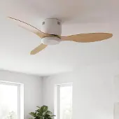 LumenXL Deckenventilator weiß mit Buchenholzoptik inkl. Fernbedienung - Rivotra