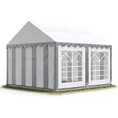 TOOLPORT 4x4m Partyzelt, PVC-Plane, grau-weiß - (6132)