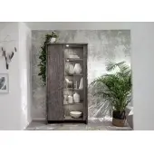 MASSIVMOEBEL24.DE Vitrine Akazie 105x45x204 grau lackiert PURE ACACIA #911