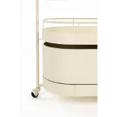 Zuiver Wim Servierwagen, fahrbar, aus Stahl und massivem Eschenholz, Beige, 53x85x98 cm