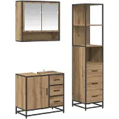 vidaXL Badezimmermöbel-Set 3 stk. Artisan-Eiche 35 x 37,5 x 166 cm