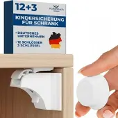 Hoffenbach Magnetische Kindersicherung ohne Bohren mit 12 Schlösser+3 Schlüssel, weiß