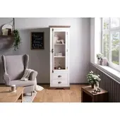 MASSIVMOEBEL24.DE Vitrine Mango 65x45x190 weiß lackiert TOULOUSE #102