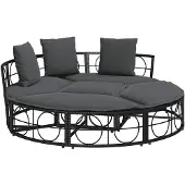 vidaXL Outdoor-Loungebett ohne Dach Schwarz Poly Rattan