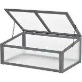 Outsunny Frühbeet Holz, Mini Gewächshaus 100 x 65 x 40 cm, Treibhaus Grau