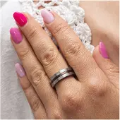 Zeeme Stainless Steel Ring Edelstahl mehrfarbig mit weißen Kristallen