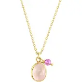 Jamelli Halskette Silber 925 vergoldet mit Amethyst und Rosenquarz