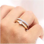 Zeeme Silber Ring Silber 925 zweifarbig Ring Set mit Zirkonia weiß