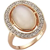 Zeeme Gemstones Ring Silber 925 rosé vergoldet mit echtem Mondstein Zirkonia