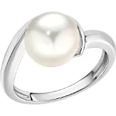 Zeeme Pearls Ring Silber 925 rhodiniert mit einer weißen Perle 9,5-10mm