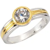 Celesta Silber Ring 925 Sterling Silber zweifarbig Zirkonia