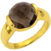 Jamelli Ring 925 Silber vergoldet Rauchquarz 12mm