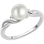 Zeeme Pearls Ring Silber 925 rhodiniert mit weißer Perle & Zirkonia