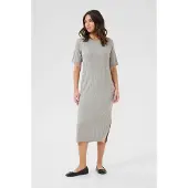 Kaffe Midikleid "Damen Kleid Kalizza", Damen, Gr. L, N-Gr, grau (grau melange), Obermaterial: 80% Viskose CV. 20% Nylon NY., Kleider Midikleid